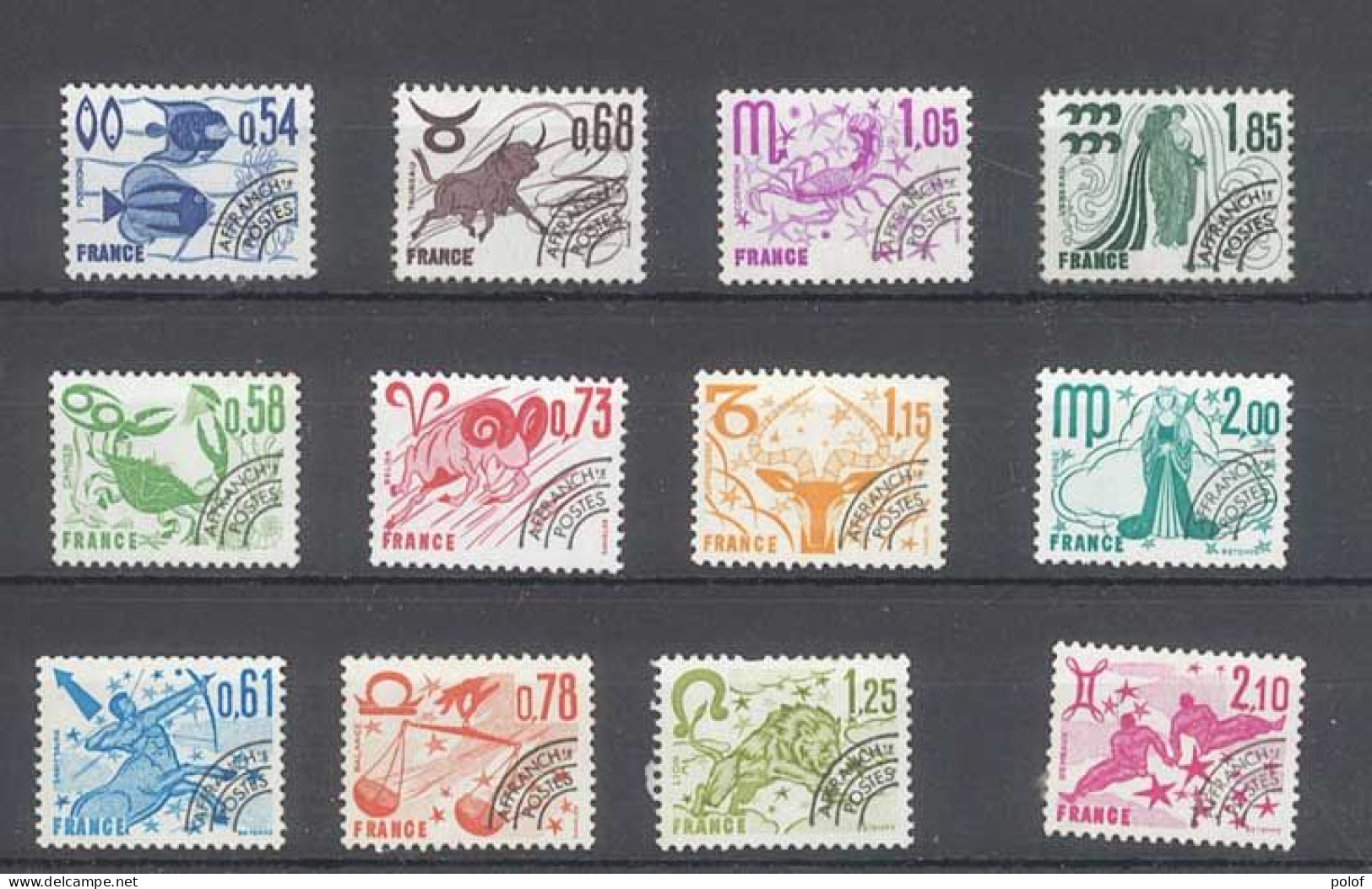 PREOBLITERE - Signes Du Zodiaque - 3 Séries - 12 Timbres Sans Gomme  - Yvert 146 à 157 - 1964-1988