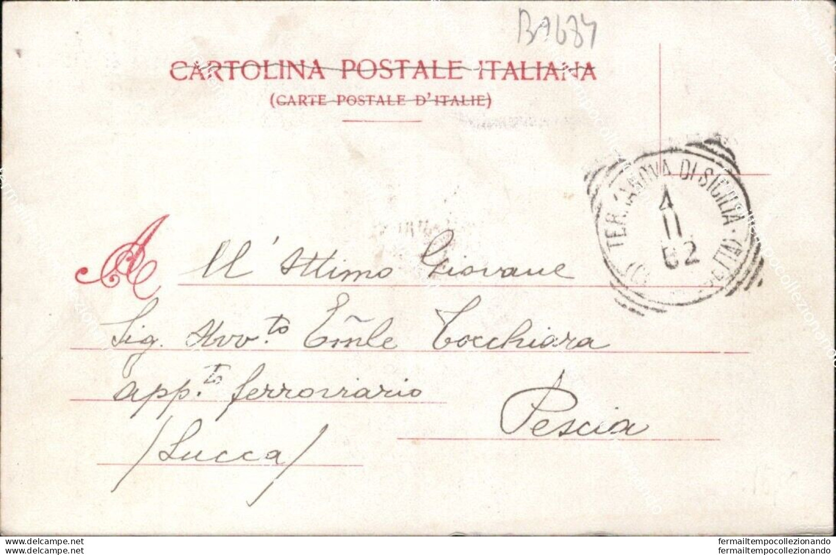 Ba684 Cartolina Terranova Di Sicilia La Cattedrale Provincia Di Agrigento 1902 - Agrigento