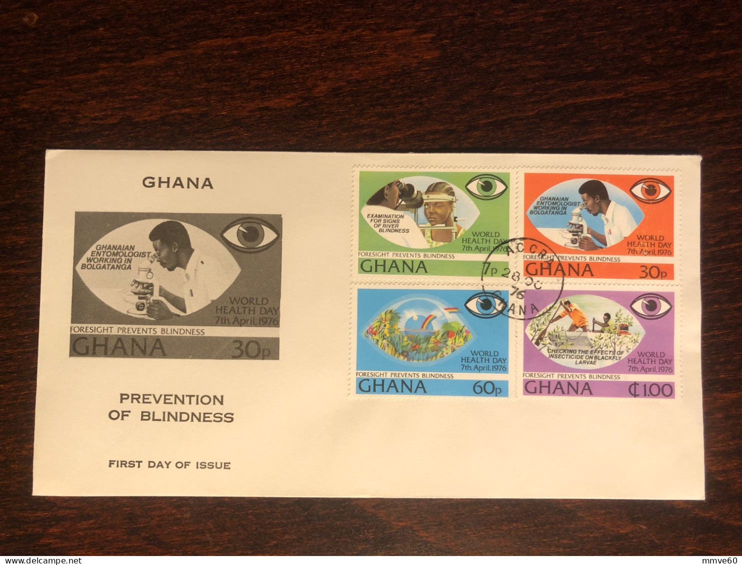 GHANA FDC COVER 1976 YEAR BLINDNESS BLIND HEALTH MEDICINE STAMPS - Ghana (1957-...)