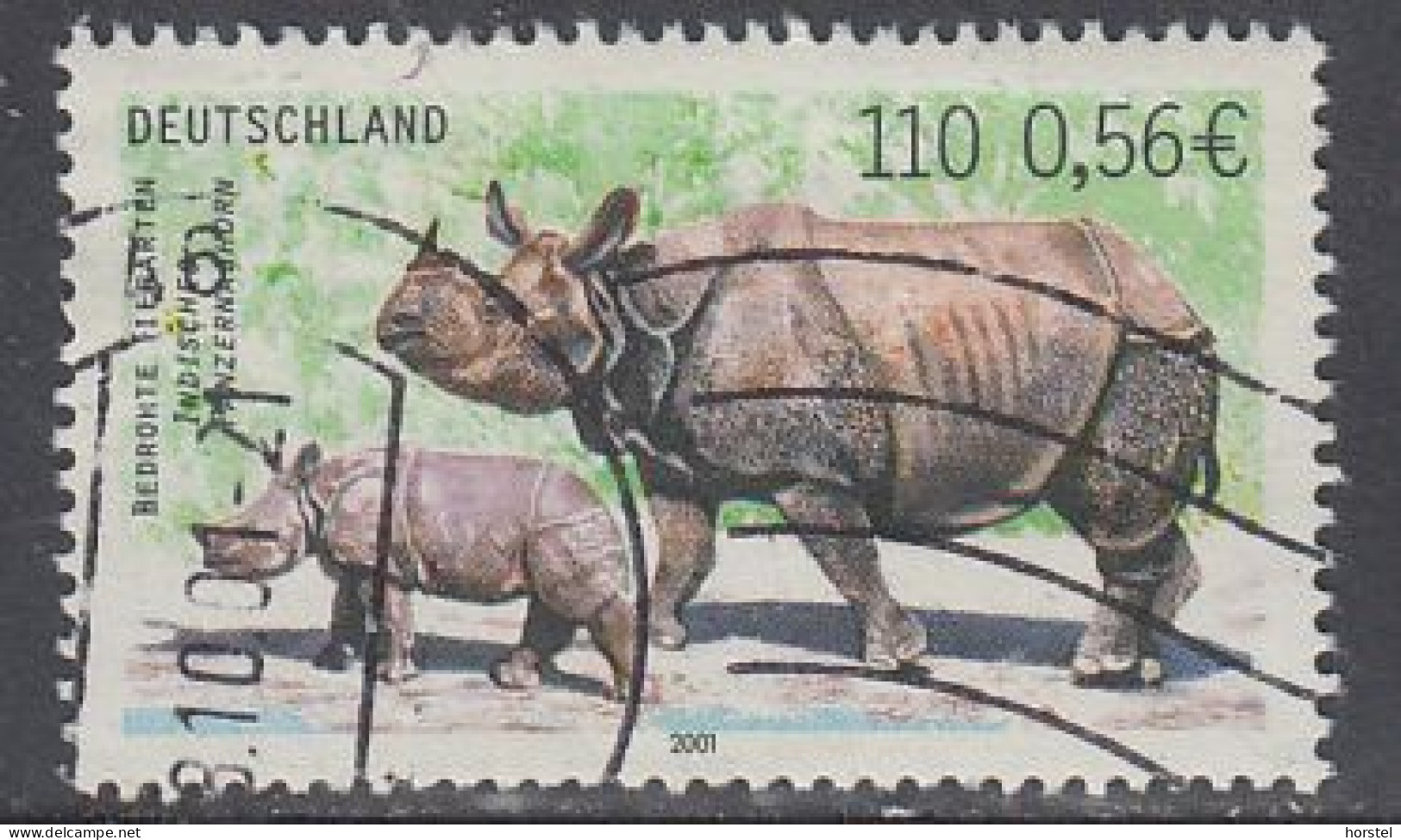 Deutschland Mi.Nr.2183  Bedrohte Tierarten - Indisches Panzernashorn 110/0,56 - Used Stamps