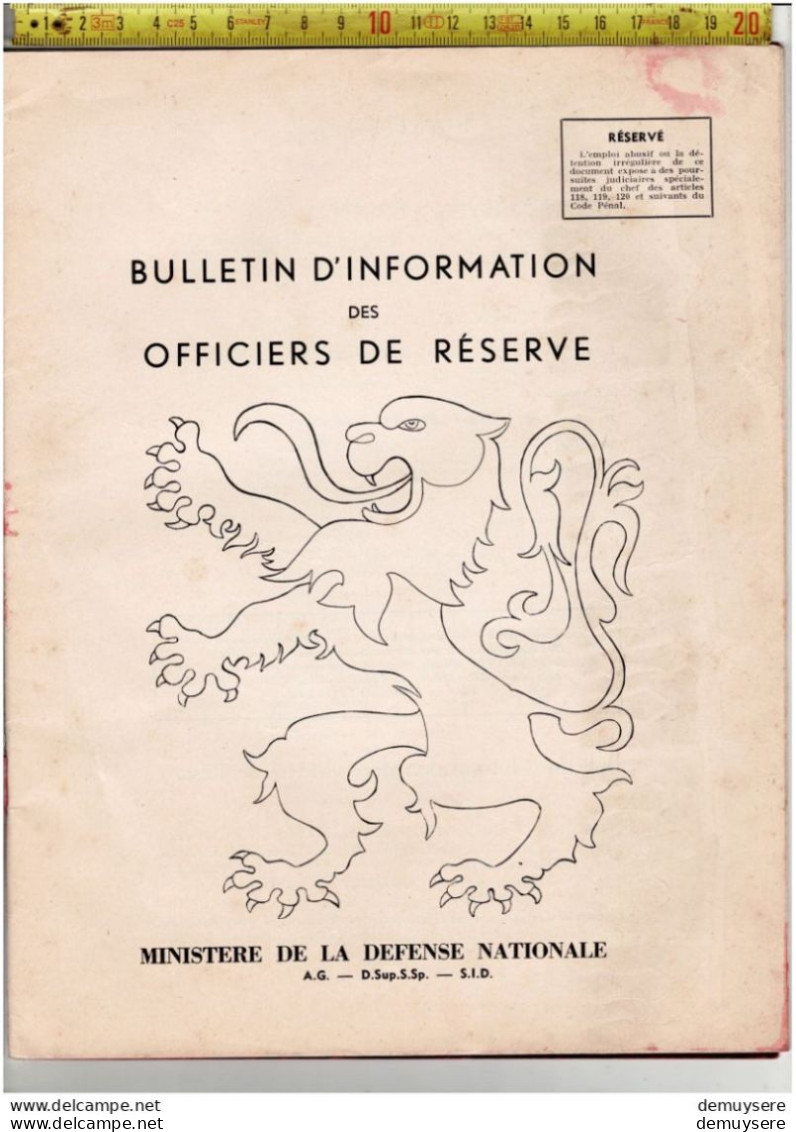 BOEK 001 - BIOR -  BULLETIN D INFORMATION DES OFFICIERS DE RESERVE N 5 -1952 - 40 PAGES - Francese