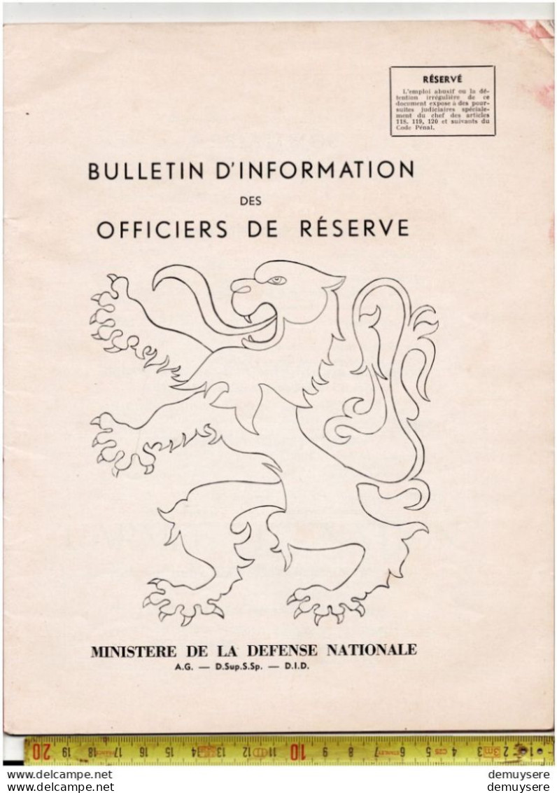 BOEK 001  -BIOR -  BULLETIN D INFORMATION DES OFFICIERS DE RESERVE N 7 -1952 - 46 PAGES - Französisch