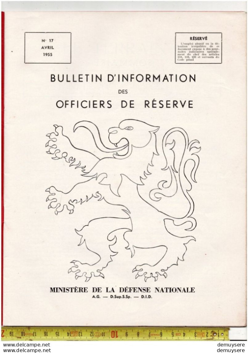 BOEK 001  -BIOR -  BULLETIN D INFORMATION DES OFFICIERS DE RESERVE N 17 AVRIL 1955 - 36 PAGES - Francese