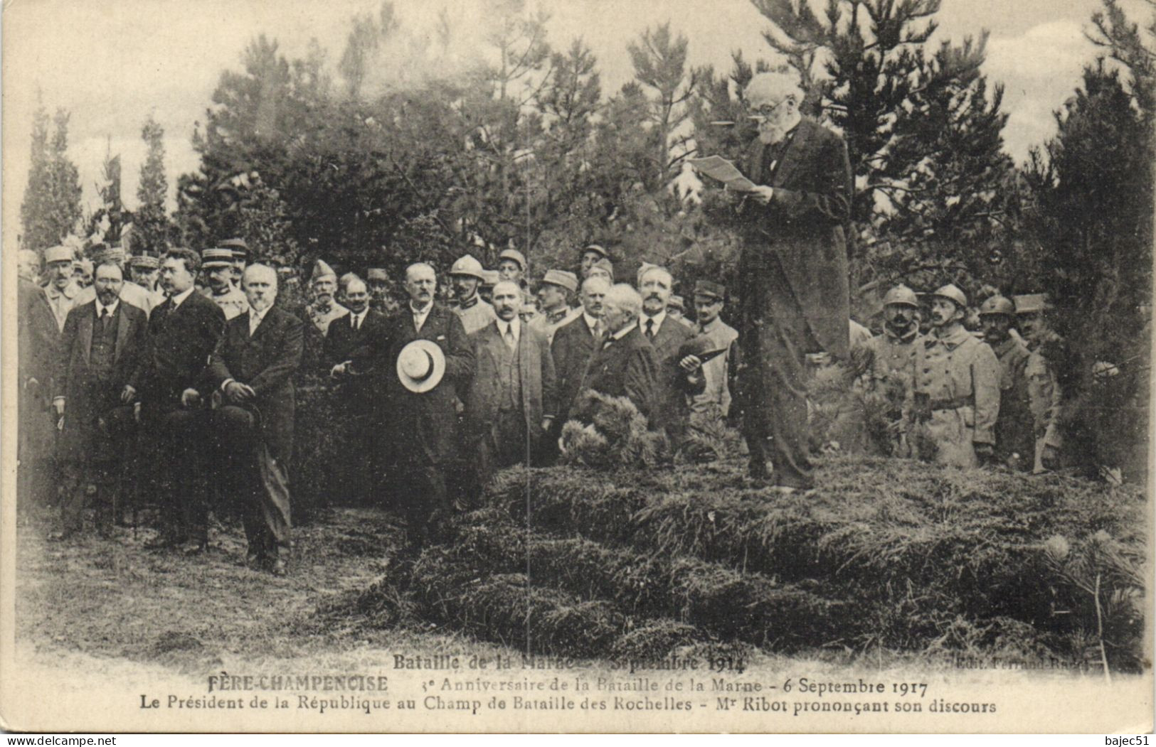 Fère Champenoise - 3e Anniversaire De La Bataille De La Marne - M Ribot Prononçant Son Discours "animés" - Fère-Champenoise