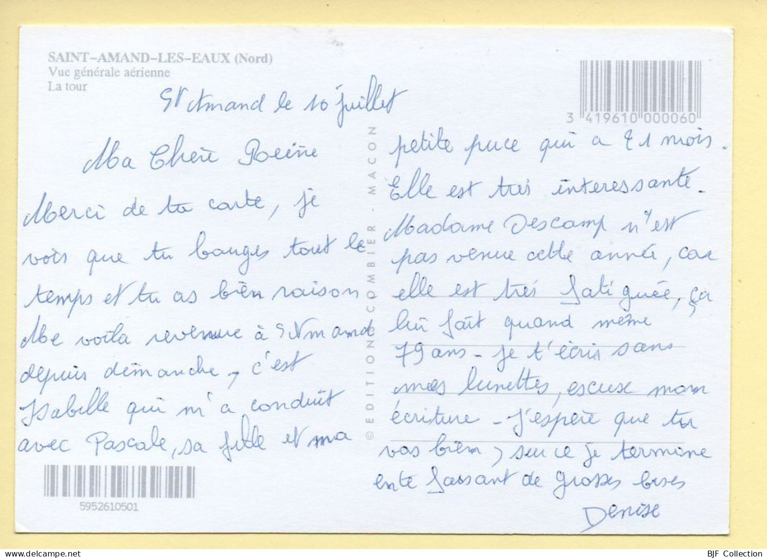 59. SAINT-AMAND-LES-EAUX – Vue Générale Aérienne / La Tour (voir Scan Recto/verso) - Saint Amand Les Eaux