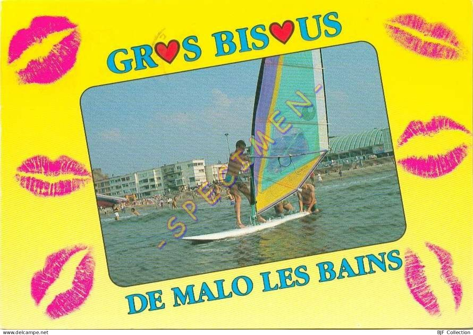 59. Gros Bisous De MALO-LES-BAINS – La Plage (animée)(Planche à Voile) - Malo Les Bains