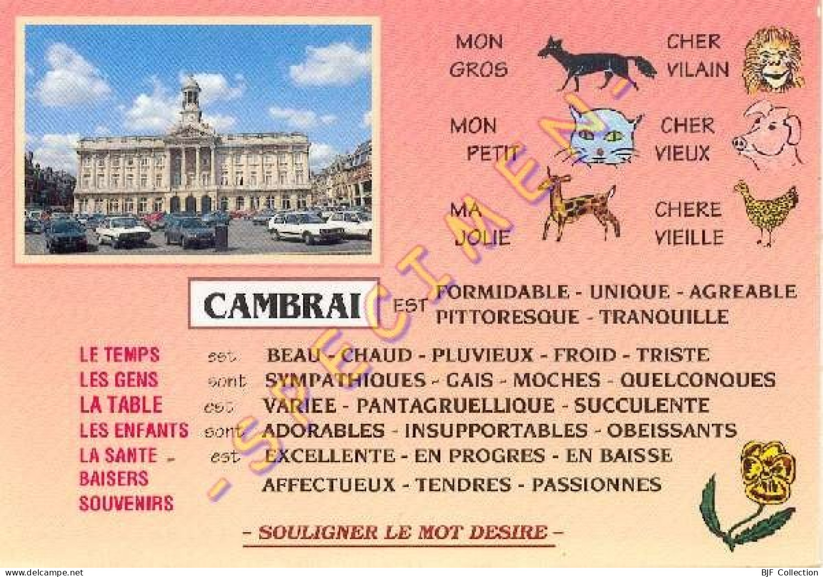 59. CAMBRAI – L'Hôtel De Ville (Message Humoristique) - Cambrai