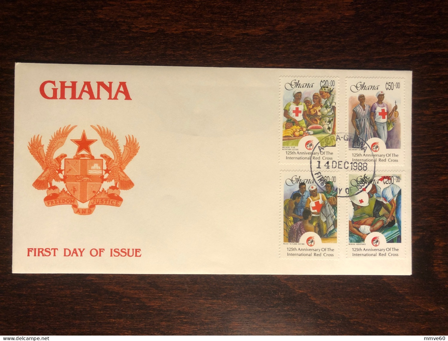 GHANA FDC COVER 1988 YEAR RED CROSS BLIND HELP HEALTH MEDICINE STAMPS - Ghana (1957-...)