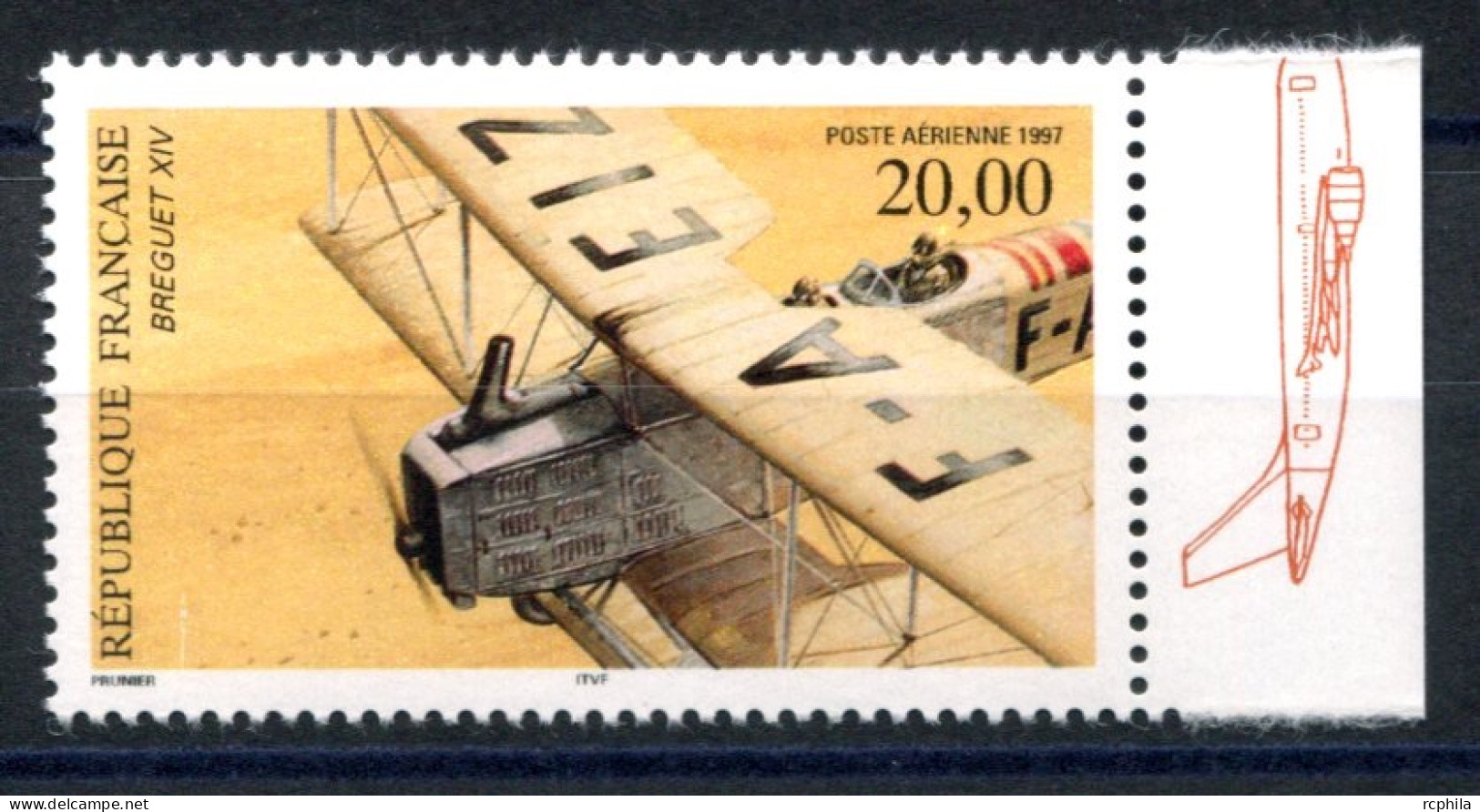 RC 27600 FRANCE PA N° 61a BIPLAN BREGUET XIV PROVENANT DU FEUILLET NEUF ** TB - 1960-.... Neufs