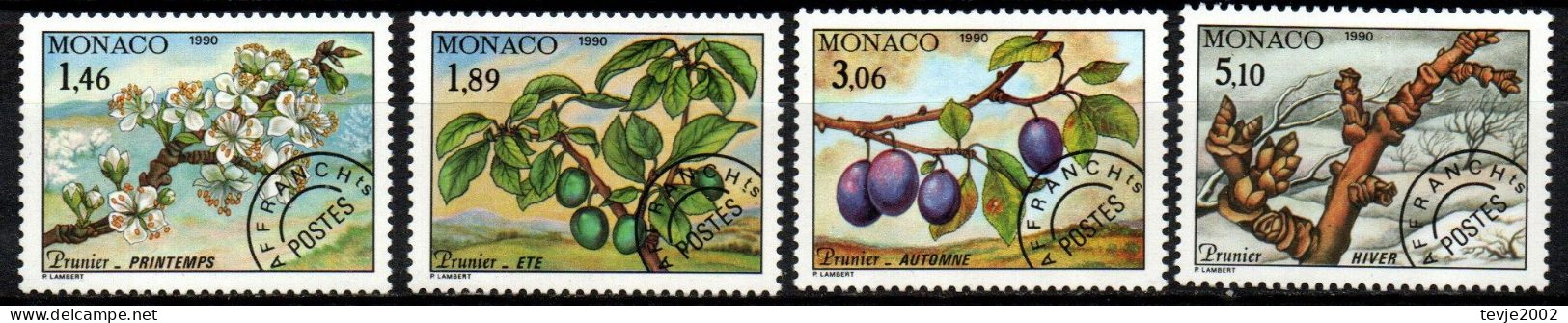 Monaco 1990 - Mi.Nr. 1980 - 1983 - Postfrisch MNH - Bäume Trees Zwetschgen Pflaumen Früchte Obst Fruits - Arbres
