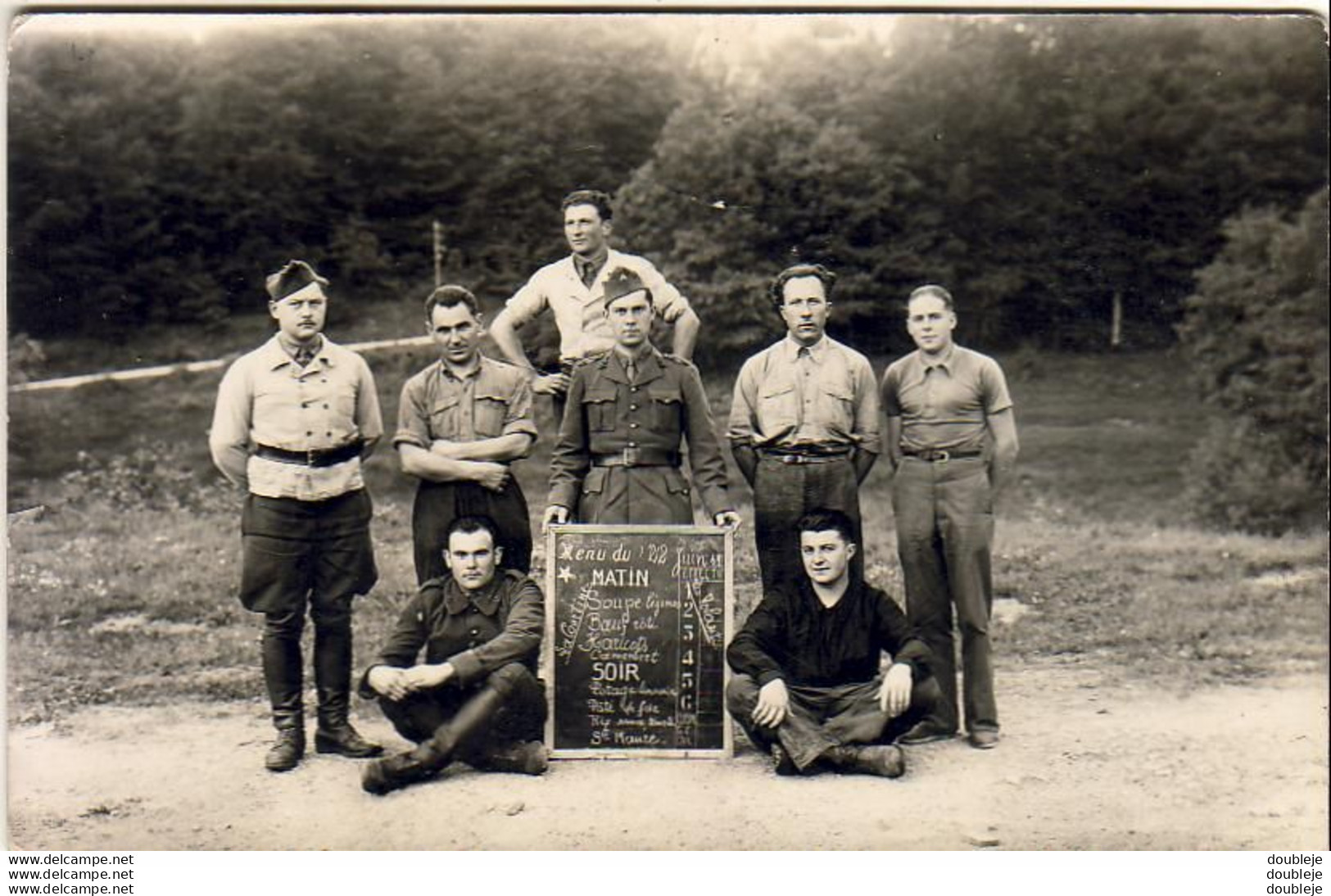 D23  LA COURTINE  CARTE PHOTO Menu Du 22 Juin 1939  ..........  LES VOLANTS - Régiments