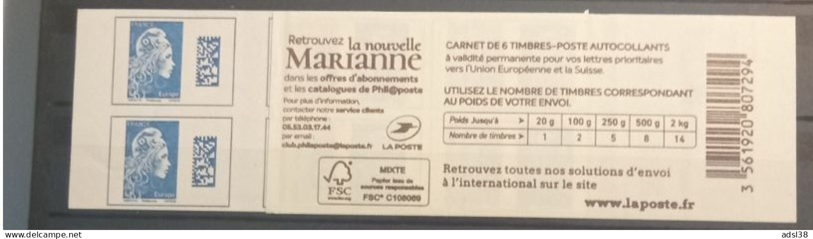 France - Carnet Marianne D'Yseult - 1603-C1 - Modern : 1959-...