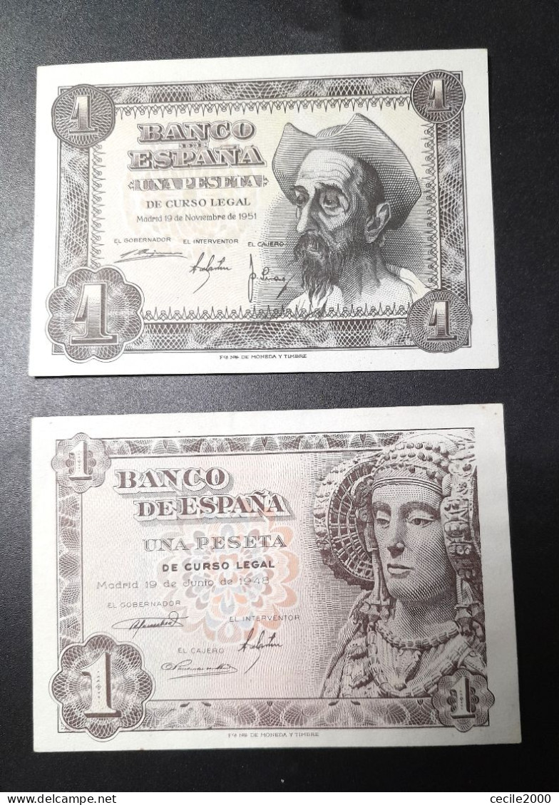 SPAIN BANKNOTE LOT 1 PESETA 1948 1951 UNC/aUNC / SC/SC- LOTE 2 BILLETES ESPAÑA *COMPRAS MULTIPLES CONSULTAR* - 1-2 Pesetas