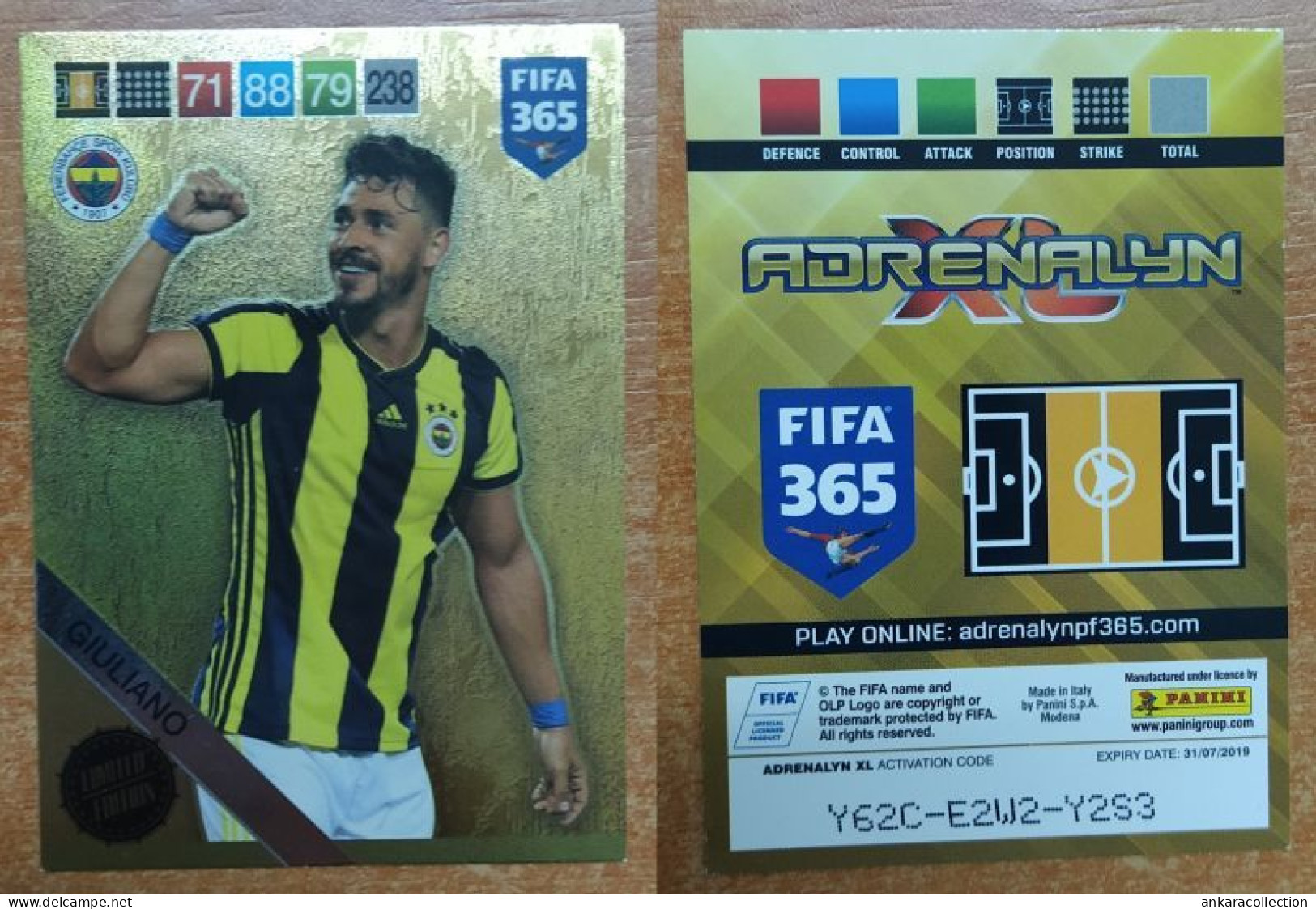 AC - GIULIANO  FENERBAHCE  LIMITED EDITION  FIFA 365 PANINI 2019 ADRENALYN TRADING CARD - Trading-Karten