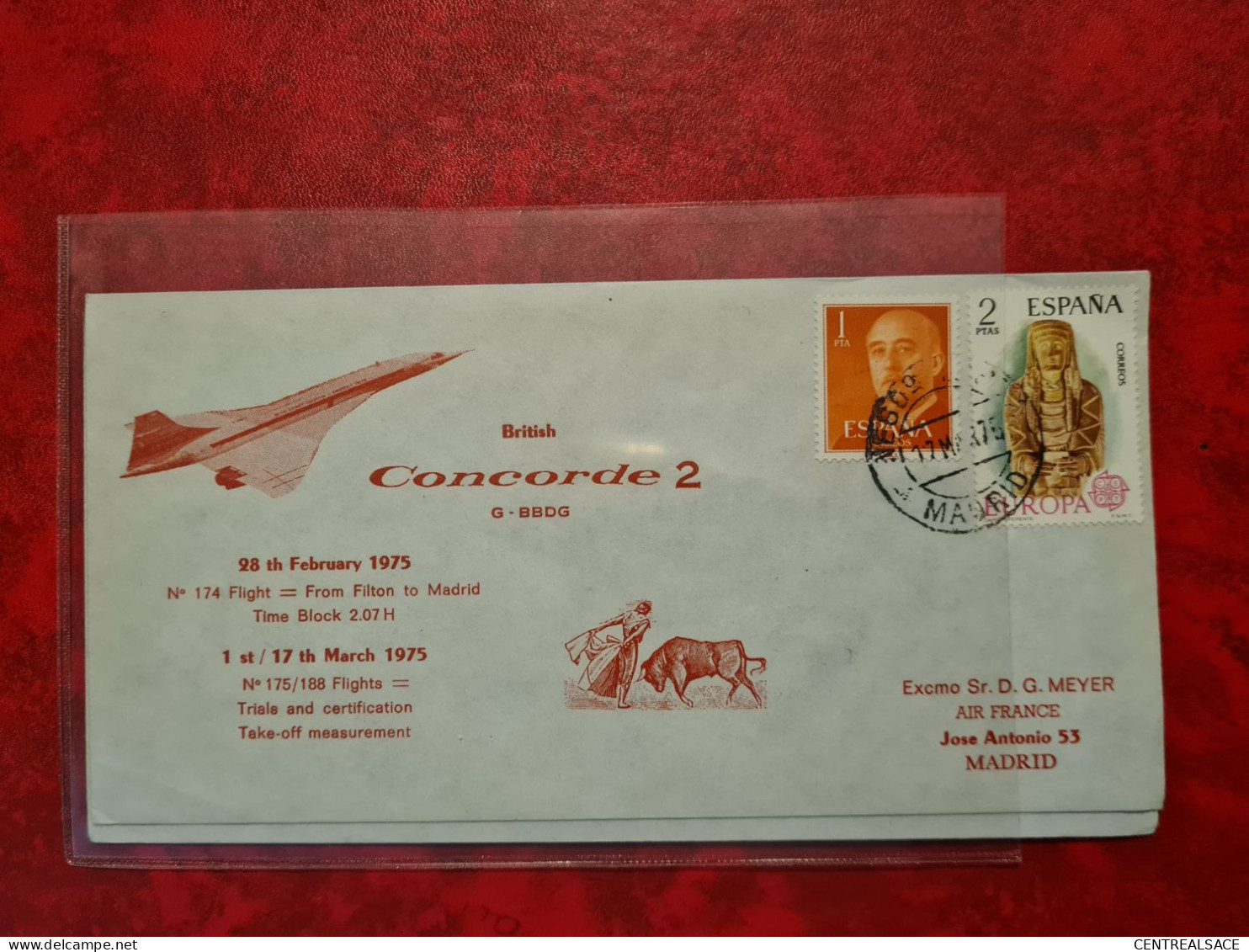 Lettre CONCORDE 1975 MADRID BRITISH CONCORDE 2 FROM FILTON TO MADRID - Covers & Documents