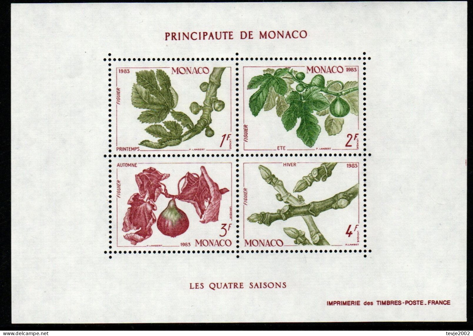 Monaco 1983 - Mi.Nr. Block 24 - Postfrisch MNH - Bäume Trees Feigen Früchte Fruits - Arbres