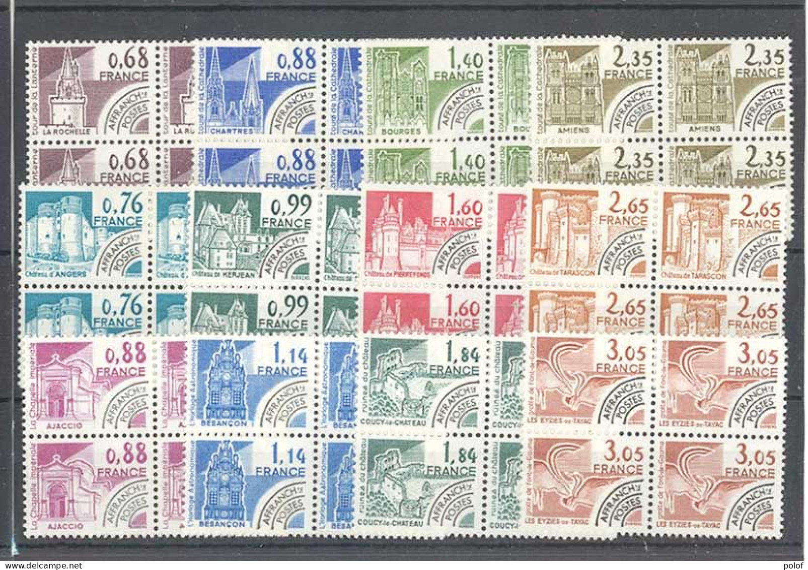 PREOBLITERE - Monuments Historiques  - 16 Blocs De 4 Timbres Neufs Sans Trace De Charnière  - Yvert 162 à 177 - 1964-1988