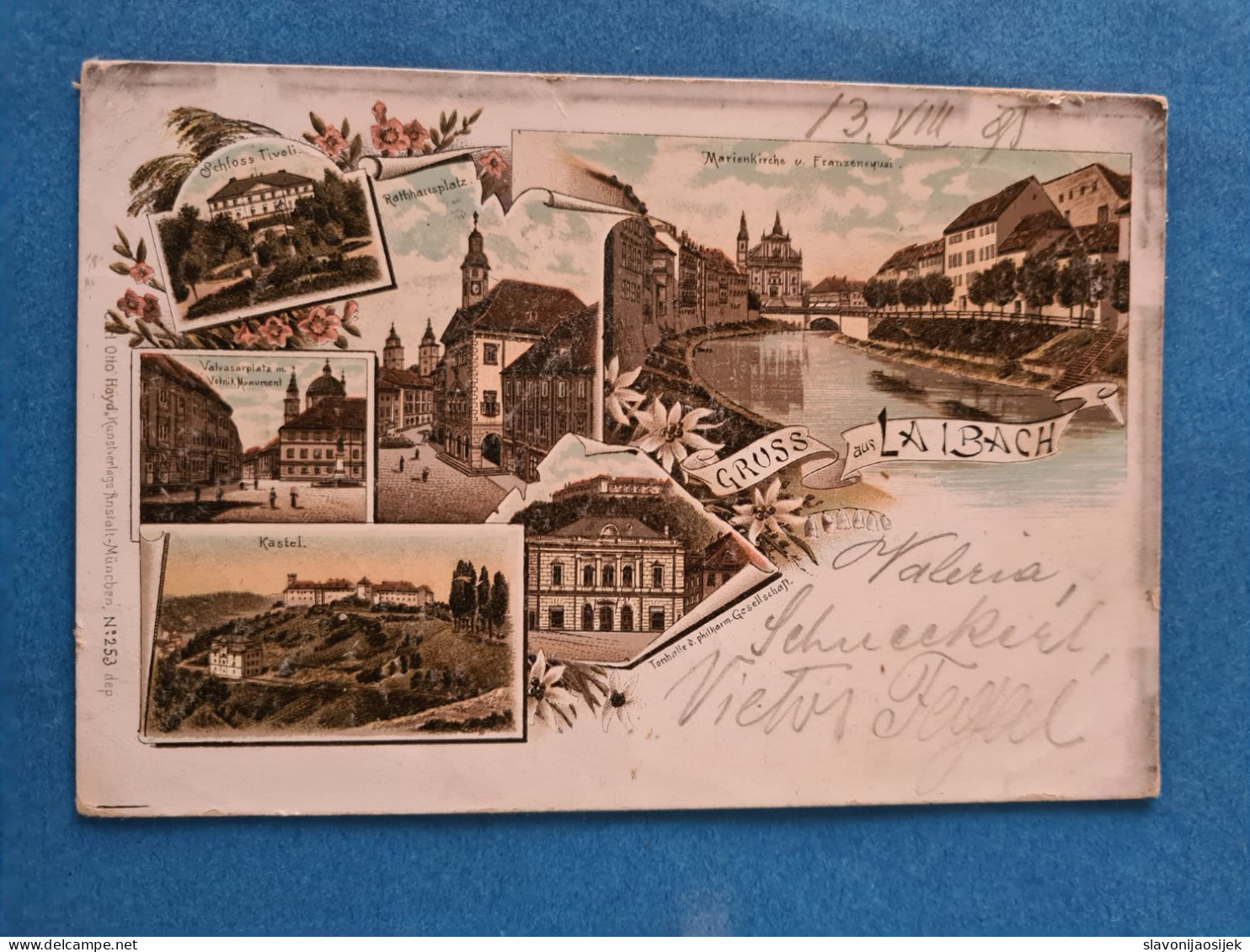 Ak-Slowenien, Ljubljana, Gelaufen, 13.8.1895. - Slovenië