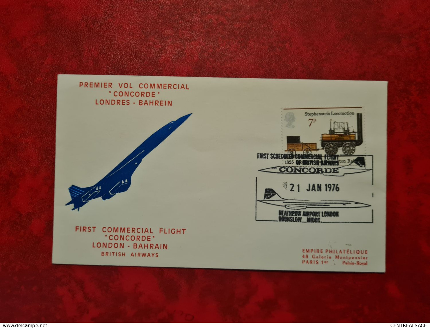 Lettre CONCORDE 1976 PREMIER VOL COMMERCIAL CONCORDE LONDES BAHREIN BRITISH AIRWAYS - Lettres & Documents