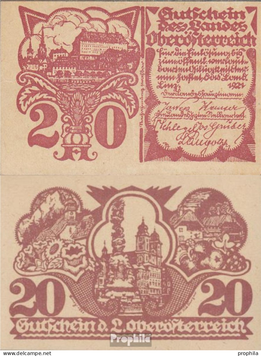 Österreich Pick-Nr: 36Oberösterreich (S120a) Landeskasse Oberösterreich Bankfrisch 1921 20 Heller - Oesterreich