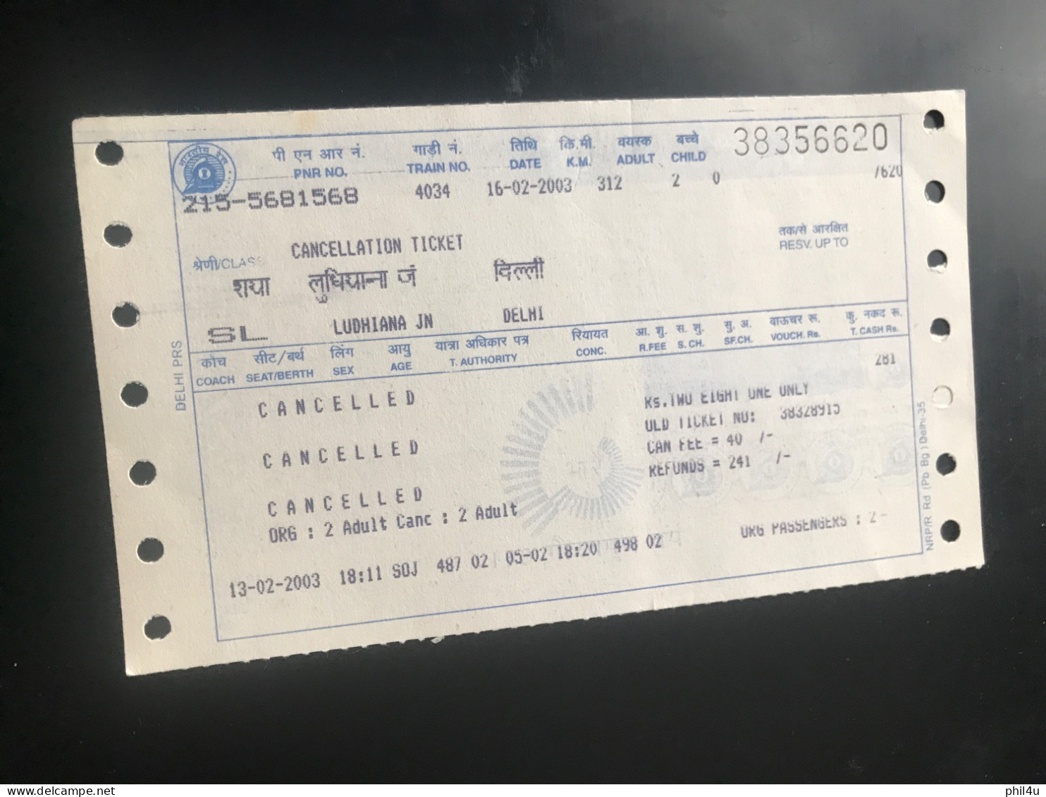 Old 2 Indian Railway Cancellation Tickets See Photos - Railway