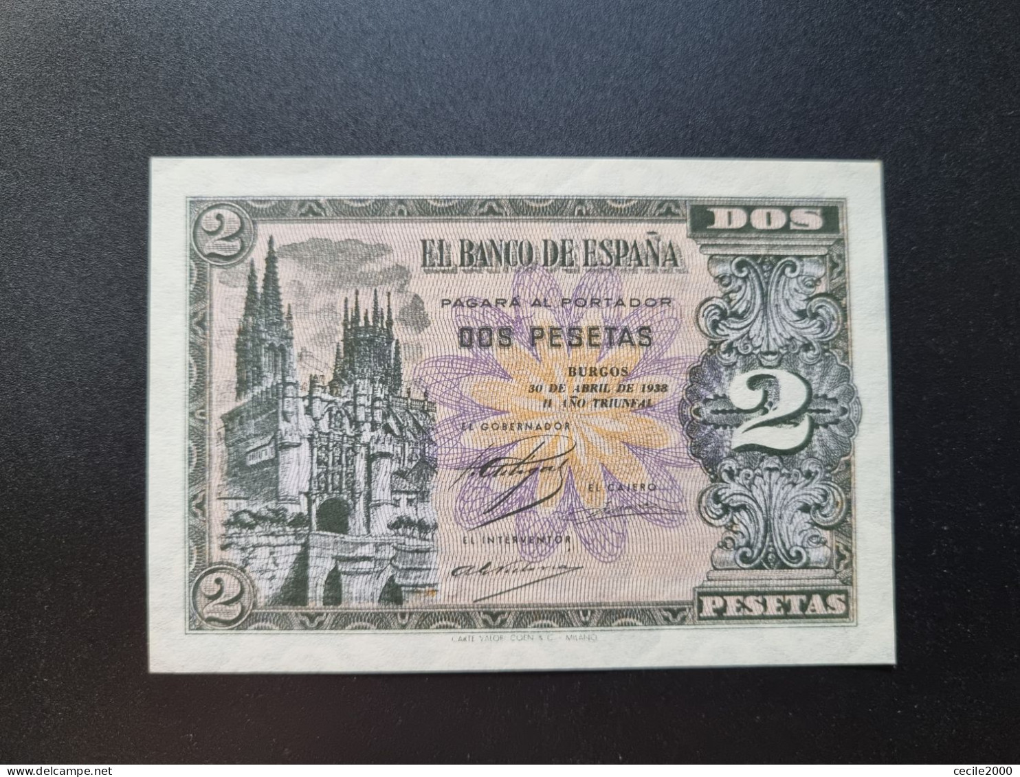 SPAIN BANKNOTE 2 PESETAS 1938 UNCIRCULATED UNC / SC ESTADO ESPAÑOL BILLETE ESPAÑA *COMPRAS MULTIPLES CONSULTAR* - 1-2 Pesetas