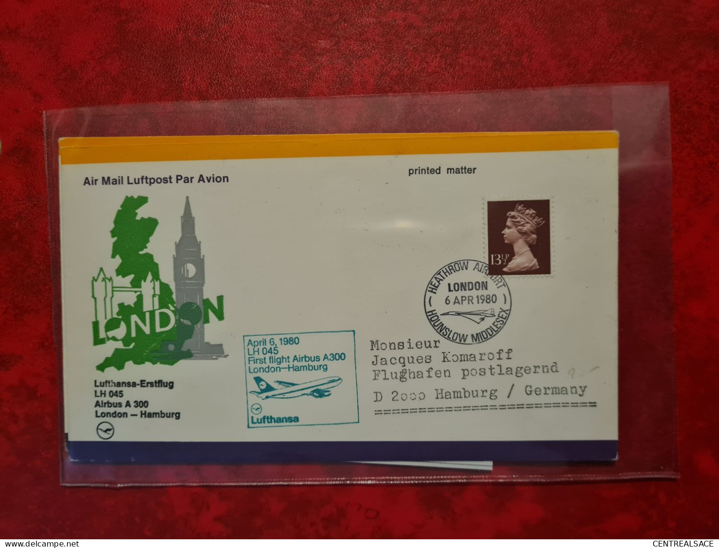 Lettre  1980 VOL AIRBUS A 300 LONDON HAMBOURG LUFTHANSA - Lettres & Documents