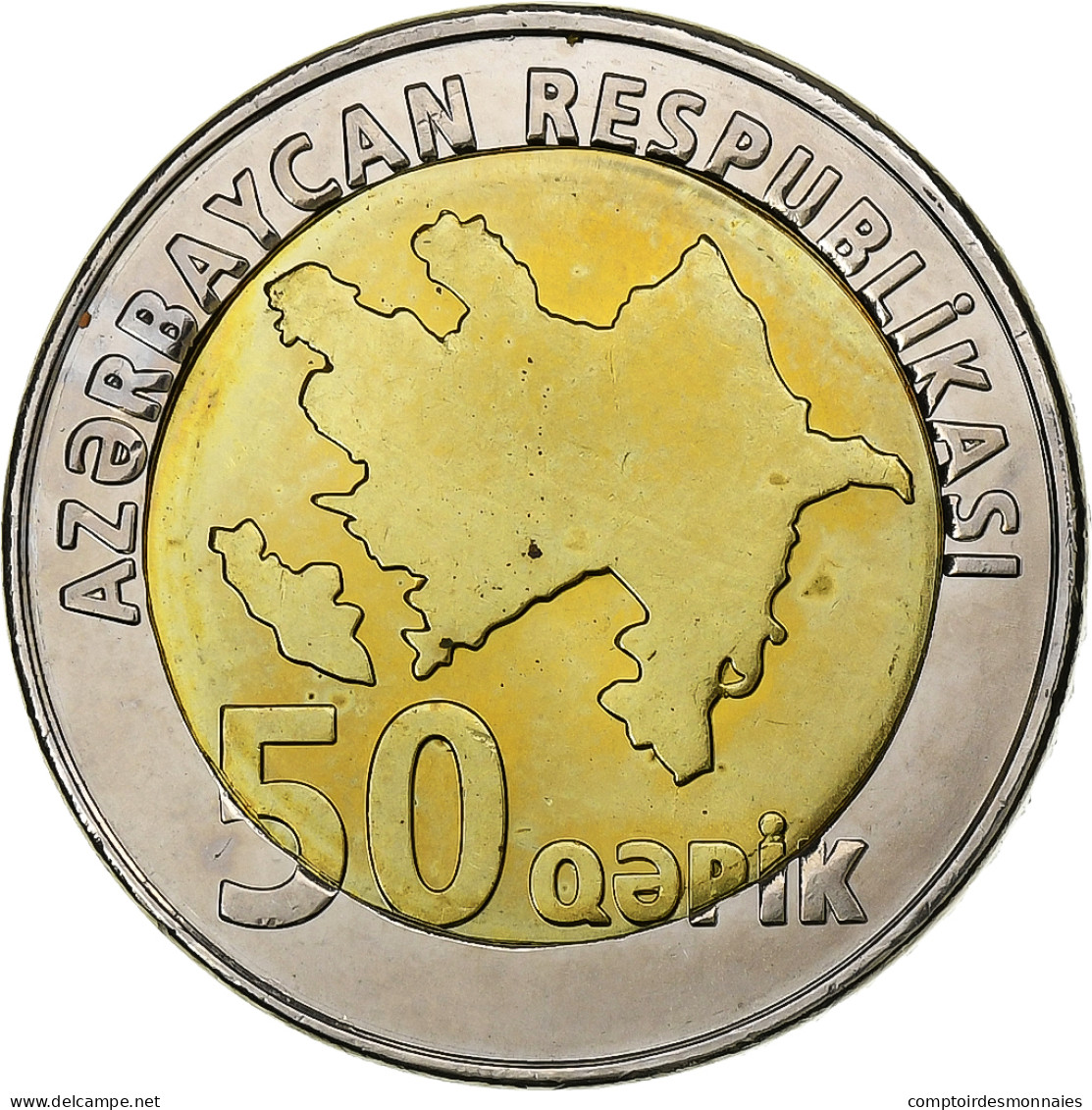 Azerbaïdjan, 50 Qapik, 2006, Bimétallique, SPL, KM:44 - Azerbaïjan