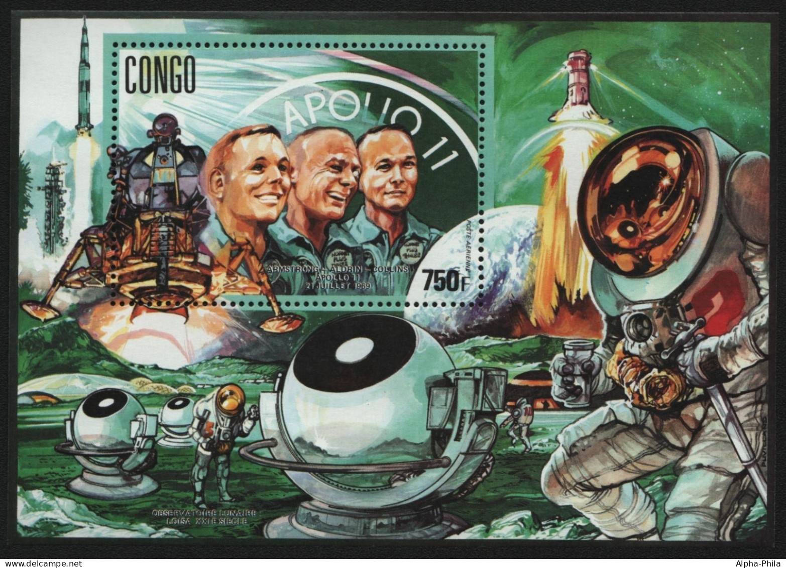 Kongo-Brazzaville 1991 - Mi-Nr. Block 69 A ** - MNH - Weltraum / Space - Mint/hinged