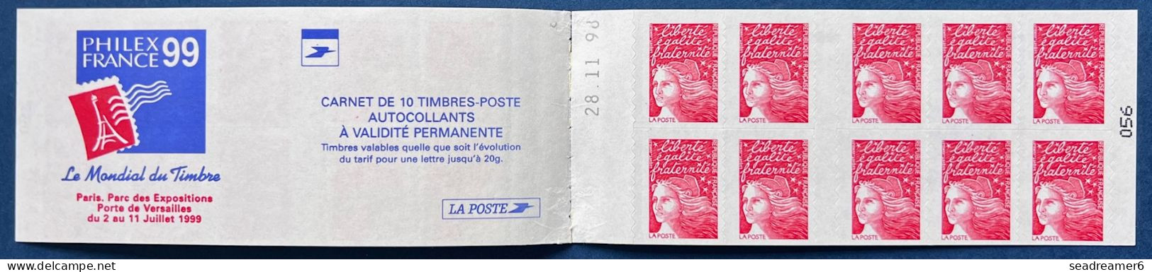France 2 Carnets LUQUET Se Suivant " PHILEX-FRANCE 99 " N°3085d-C4 Variété Erreur De Date 28/11/98 & 26/11/98 TTB - Modern : 1959-...
