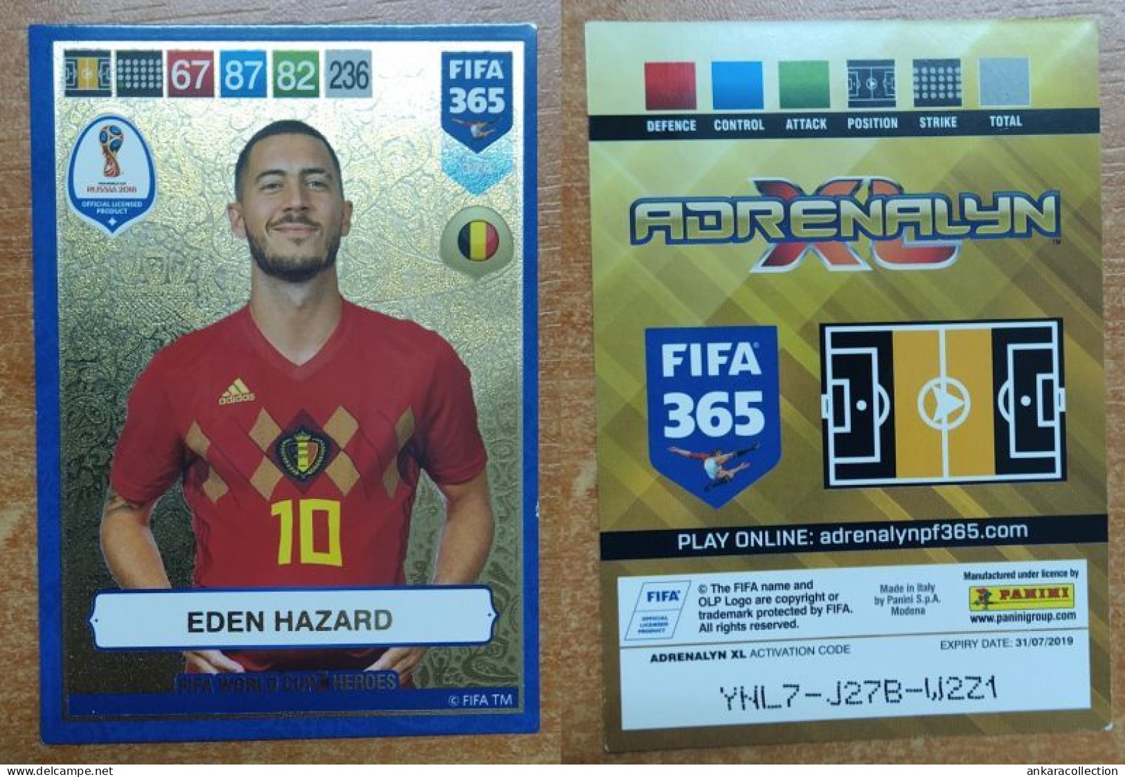 AC -  374 EDEN HAZARD  RUSSIA 2018  FIFA WORLD CUP HEROES  FIFA 365 PANINI 2019 ADRENALYN TRADING CARD - Trading Cards