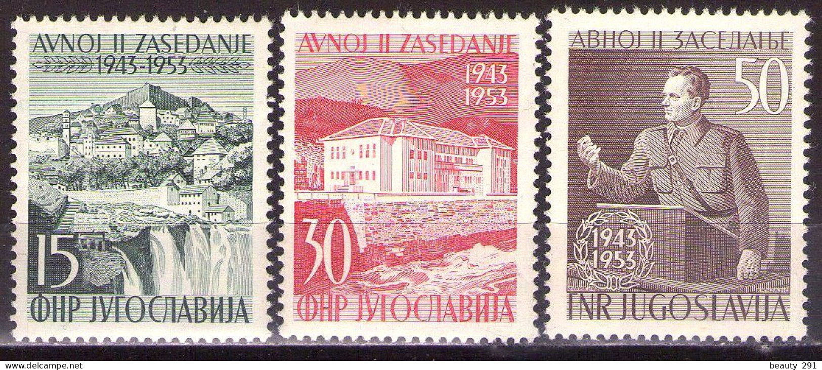Yugoslavia 1953 -1st Republican Legislative Assembly AVNOJ II  - Mi 735-737 - MNH**VF - Ongebruikt
