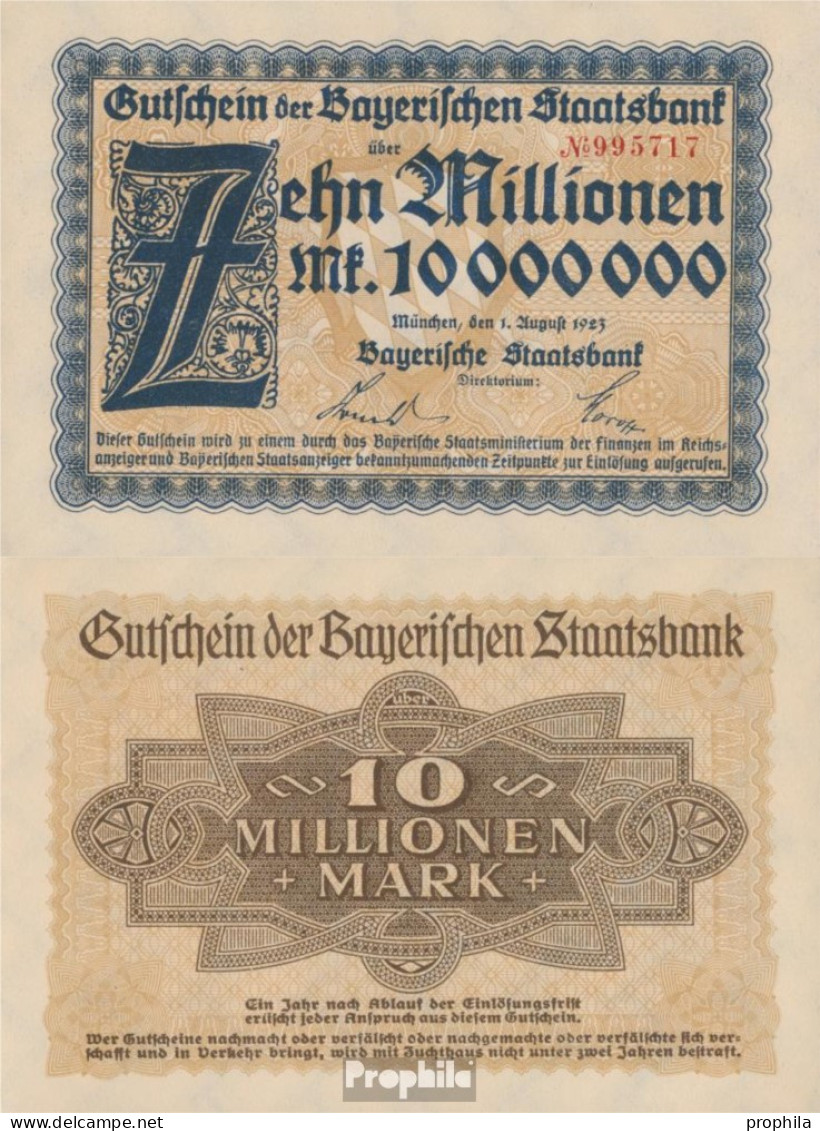 Bayern Inflationsgeld Bayerische Staatsbank Gebraucht (III) 1923 10 Millionen Mark - 10 Mio. Mark