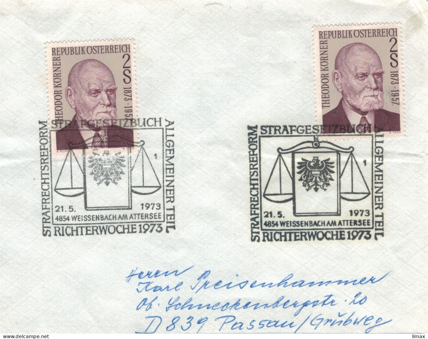 4854 Weissenbach Am Attersee 1973 Richter-Woche - Theodor Körner - Briefe U. Dokumente