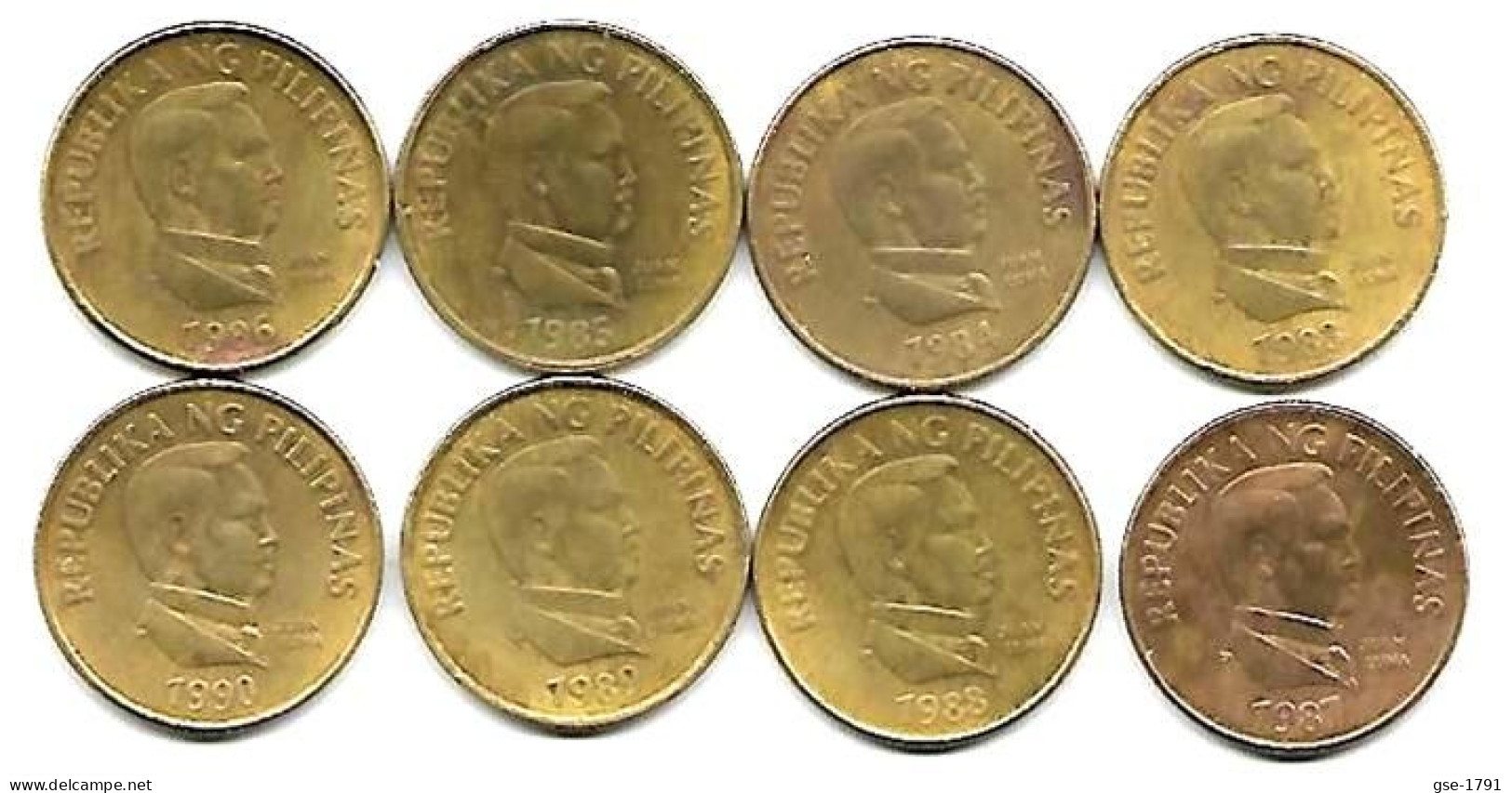 PHILIPPINES  Réforme Coinage, 25 Sentimo Papillon  KM 241.1  , 8 Pièces ,La Série Complète  1983 à 1990 TTB+ - Philippinen