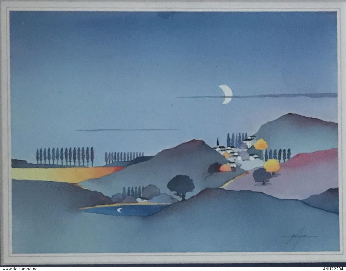 Aquarelle Sur Papier - Paysage - Signé DELVIGNE Bruno - Art Contemporain - Zeitgenössische Kunst