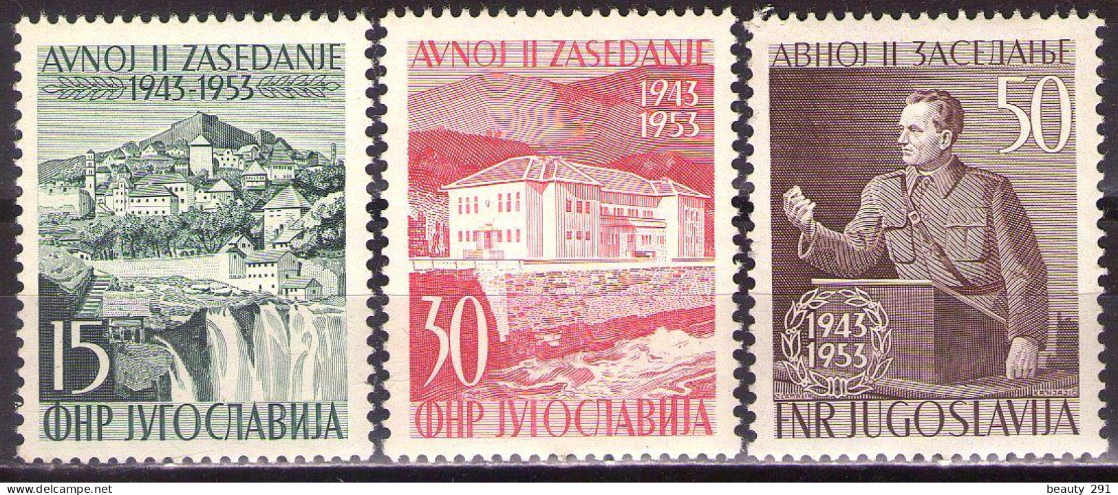 Yugoslavia 1953 -1st Republican Legislative Assembly AVNOJ II  - Mi 735-737 - MNH**VF - Ungebraucht