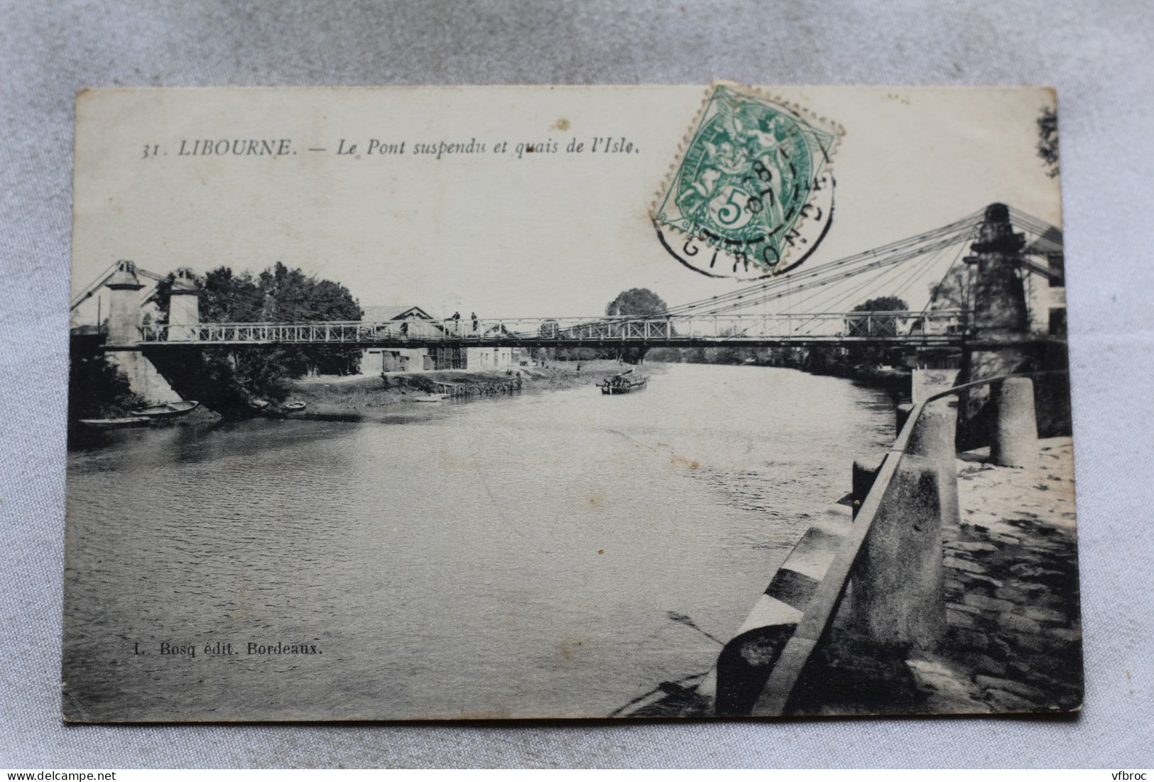 Cpa 1907, Libourne, Le Pont Suspendu Et Quais De L'Isle, Gironde 33 - Libourne