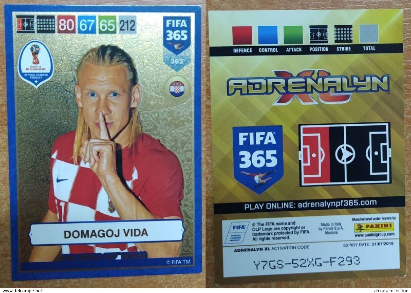 AC -  362 DOMAGOJ VIDA  RUSSIA 2018  FIFA WORLD CUP HEROES  FIFA 365 PANINI 2019 ADRENALYN TRADING CARD - Tarjetas