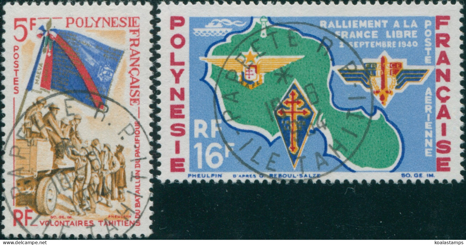 French Polynesia 1964 Sc#210-C31,SG36-37 War Effort Set FU - Other & Unclassified