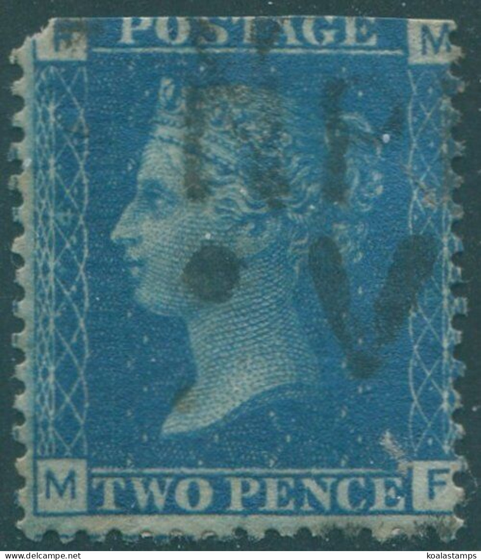 Great Britain 1858 SG47 2d Blue QV FMMF Top Trimmed Plate 14 FU (amd) - Unclassified