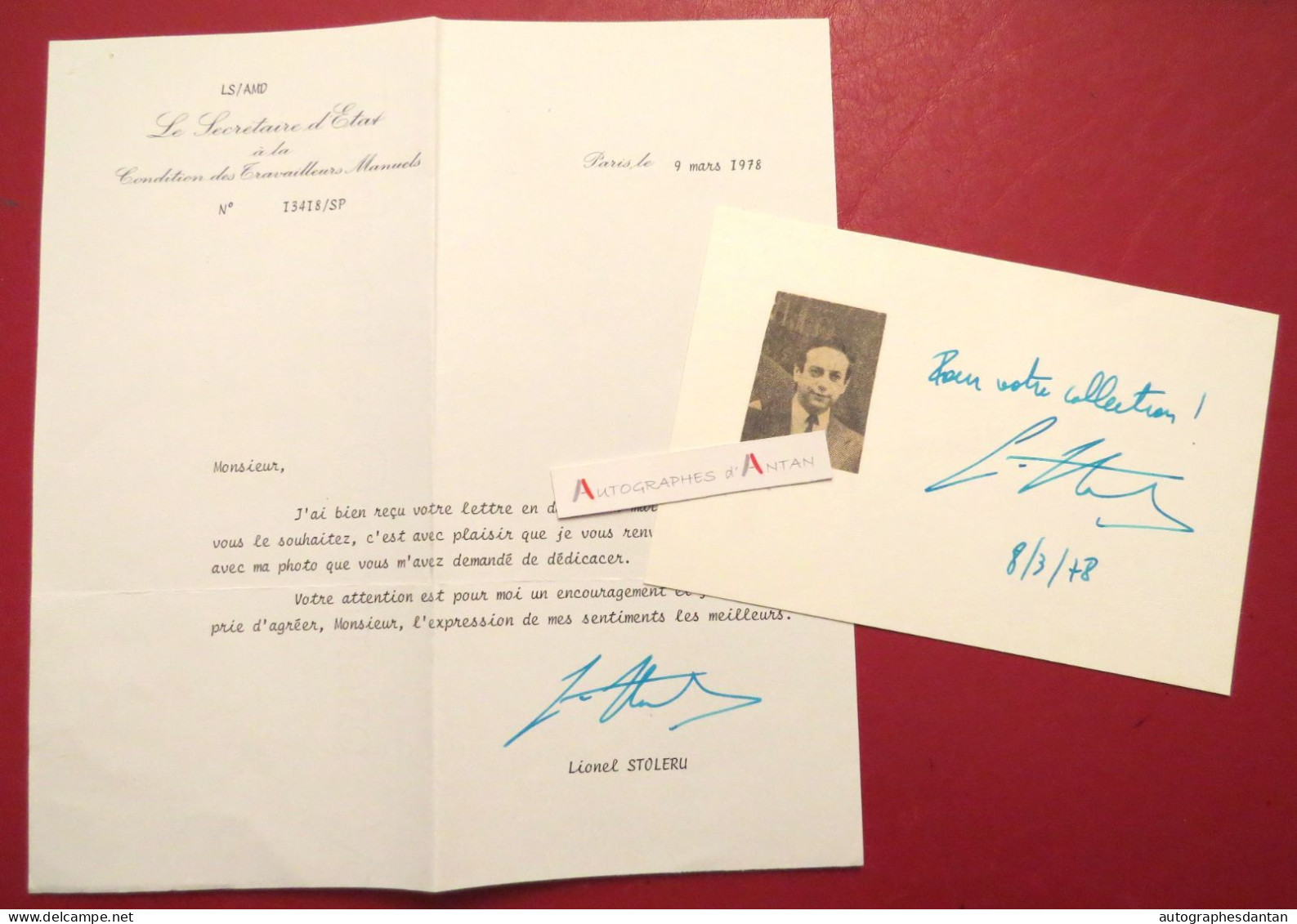 ● Lionel STOLERU 1978 Lettre + Dédicace Autographe - Homme Politique Né à Nantes En 1937 - Politicians  & Military