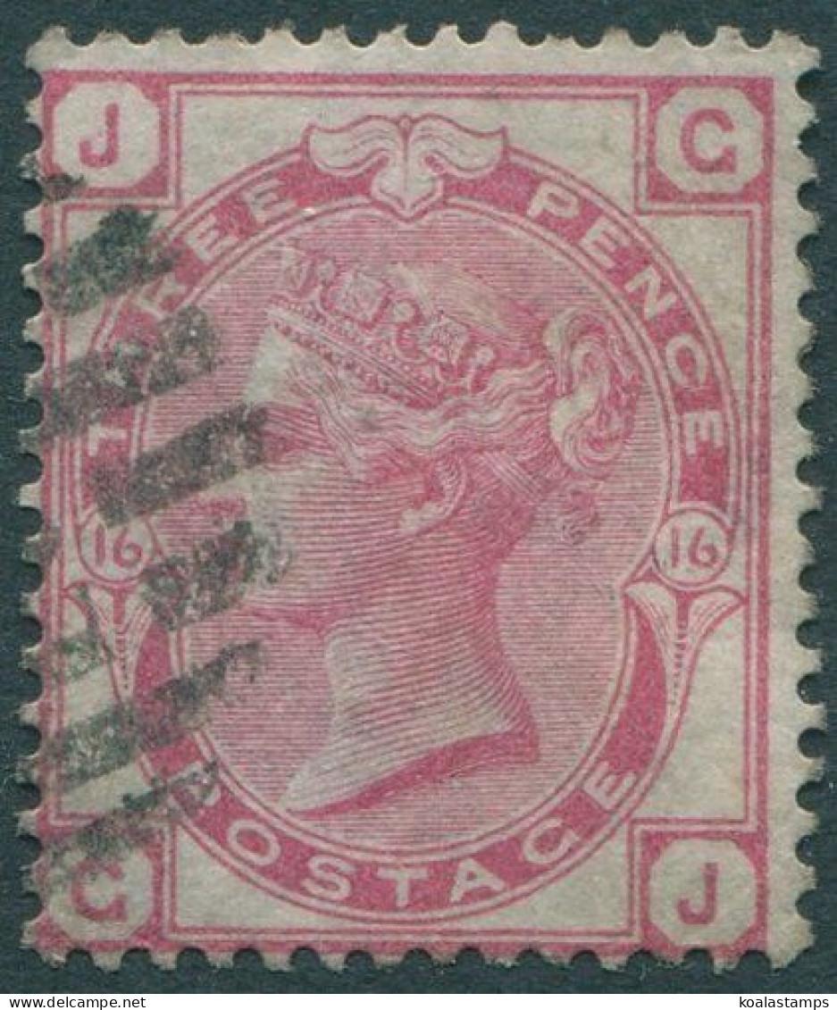 Great Britain 1873 SG143 3d Rose QV JGGJ Spray Of Rose Wmk Plate 16 FU (amd) - Other & Unclassified
