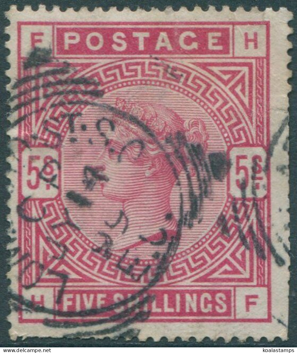 Great Britain 1883 SG180 5s Rose QV Trimmed FU (amd) - Sonstige & Ohne Zuordnung