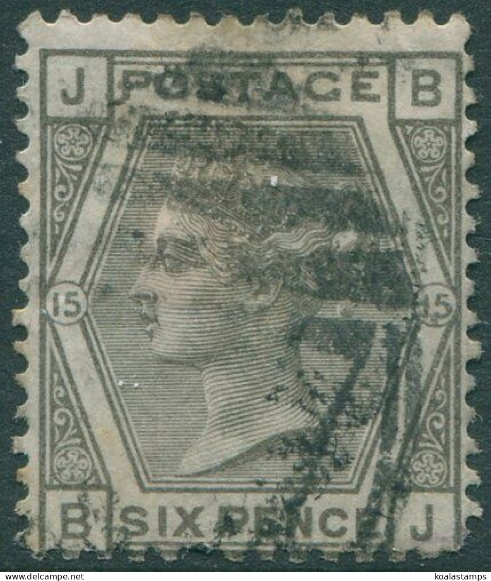 Great Britain 1873 SG147 6d Grey QV JBBJ Plate 15 Spray Of Rose Wmk FU (amd) - Autres & Non Classés