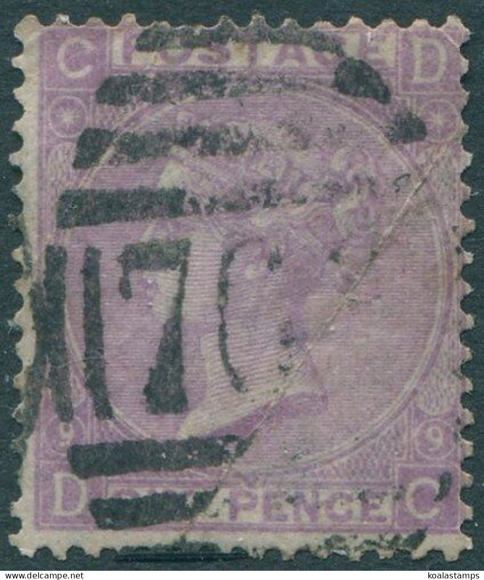 Great Britain 1867 SG109 6d Lilac QV CDDC Rose Wmk Plate 9 Crease FU (amd) - Autres & Non Classés