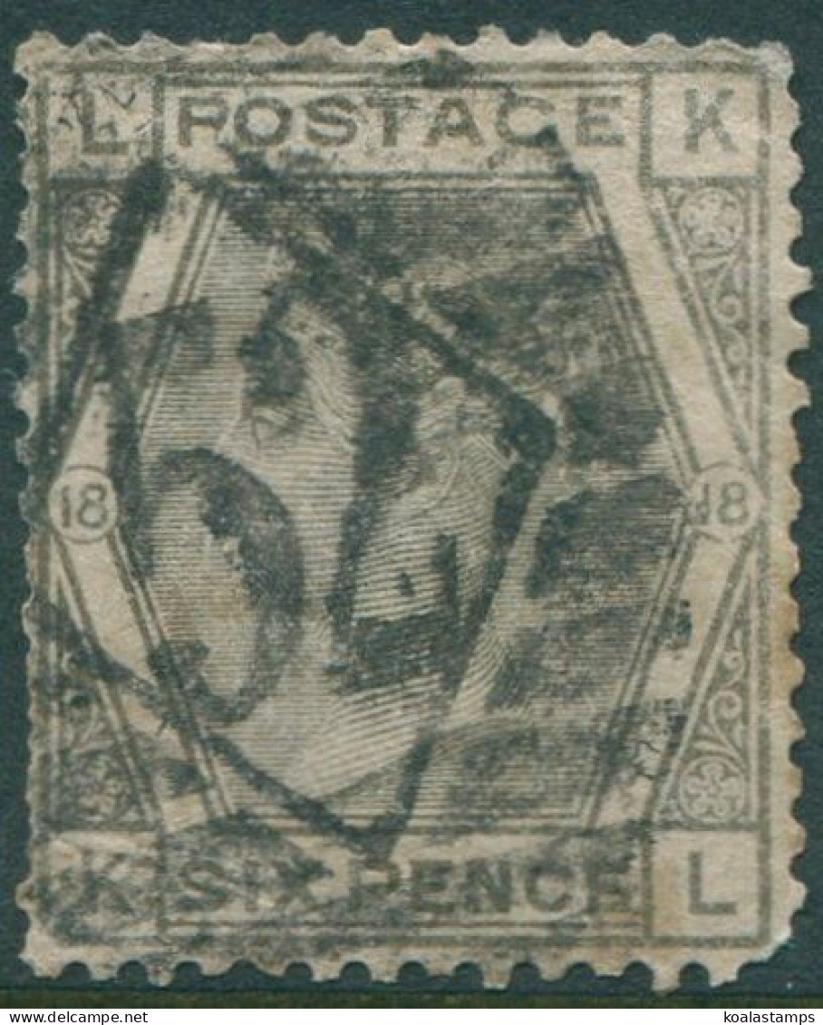 Great Britain 1881 SG161 6d Grey QV LKKL Plate 18 Crown Wmk Toning FU (amd) - Other & Unclassified