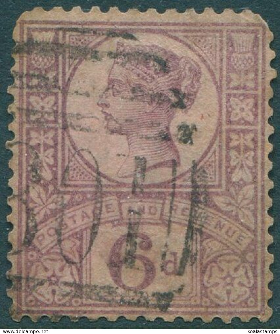 Great Britain 1887 SG208 6d Purple/rose-red QV #2 FU (amd) - Sonstige & Ohne Zuordnung