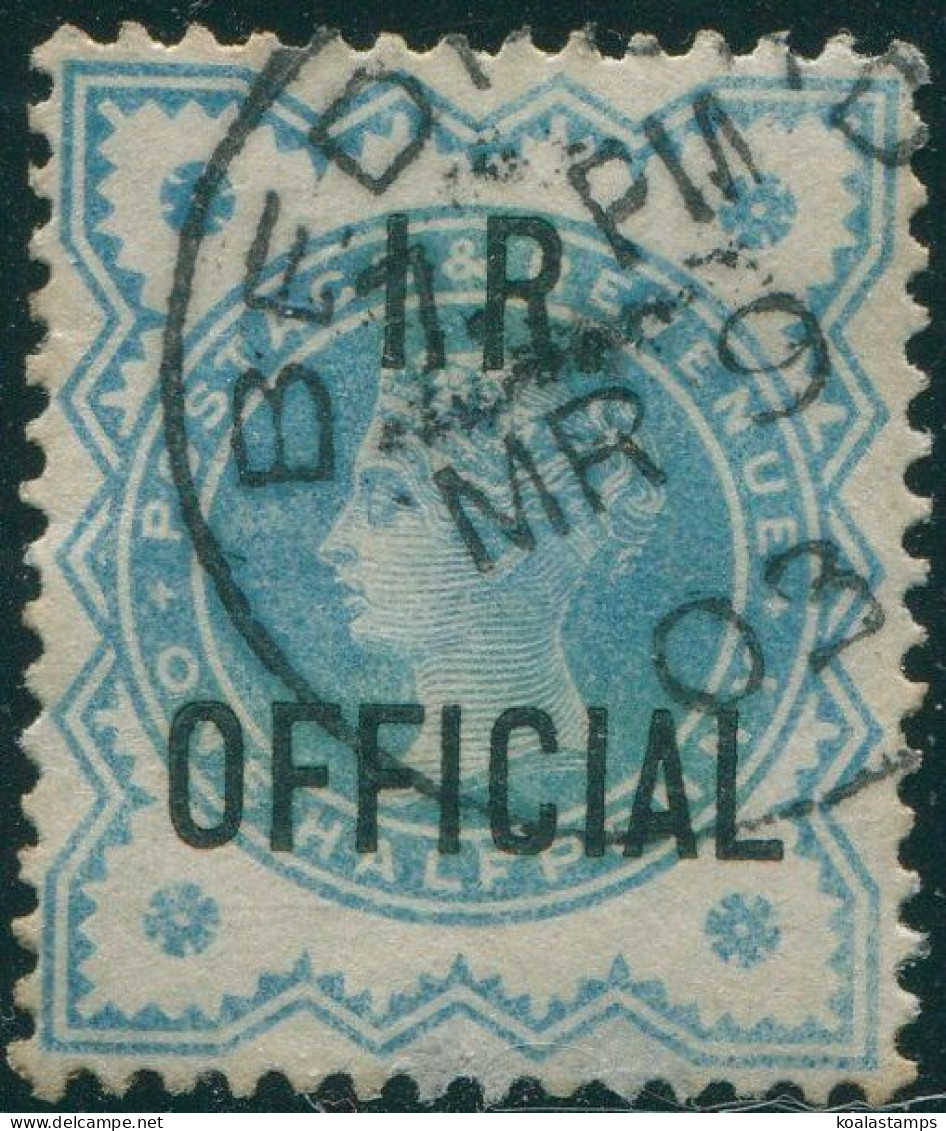 Great Britain Official 1887 SGO17 ½d Blue QV I.R. OFFICIAL Ovpt FU (amd) - Andere & Zonder Classificatie