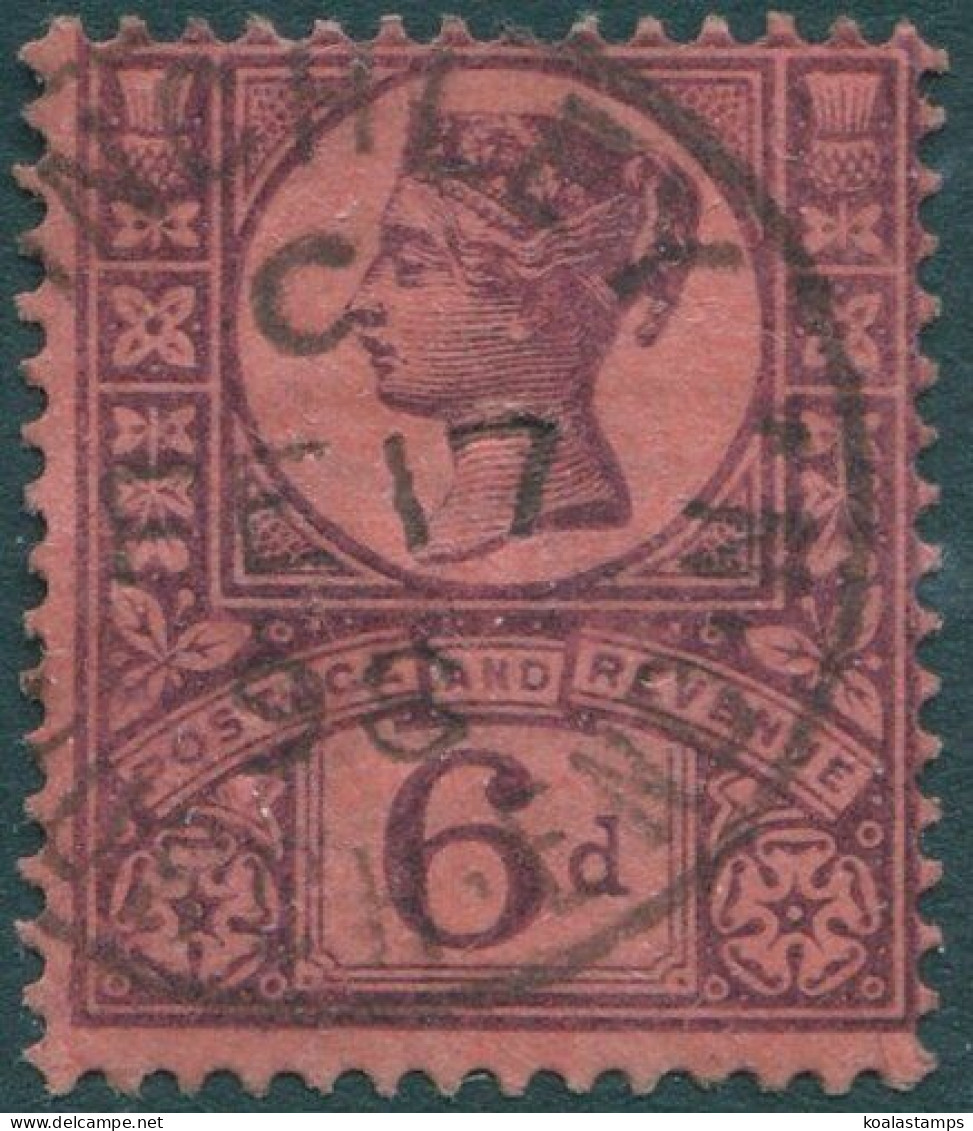 Great Britain 1887 SG208a 6d Deep Purple/rose-red FU (amd) - Other & Unclassified